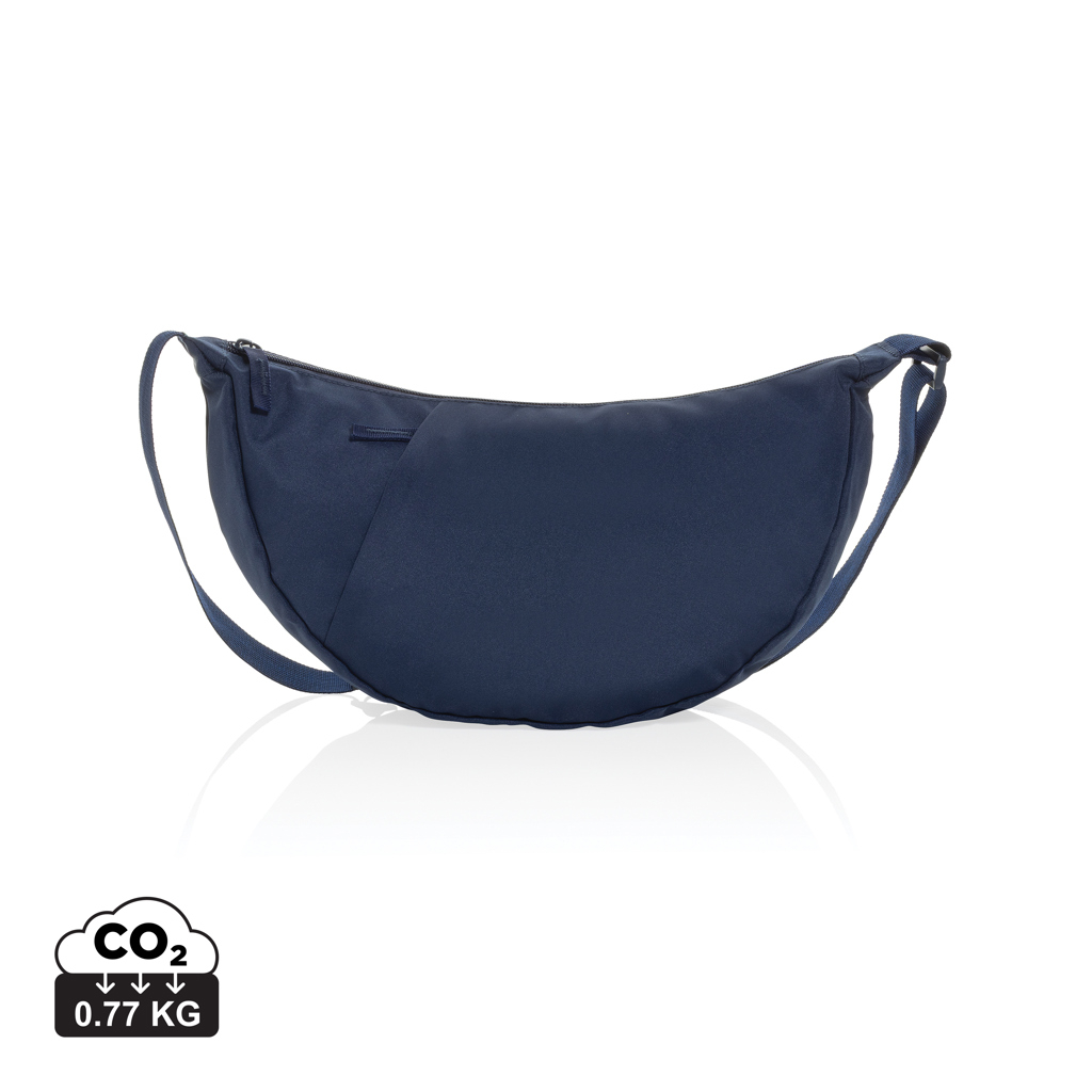 Sac bandoulière XL publicitaire rPET AWARE™ Crescent Bleu marine